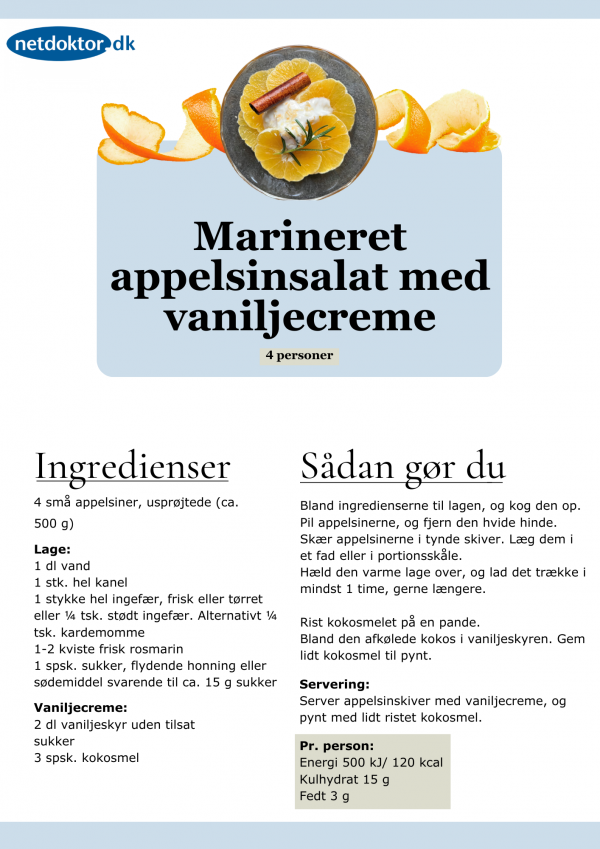 Marineret appelsinsalat med vaniljecreme